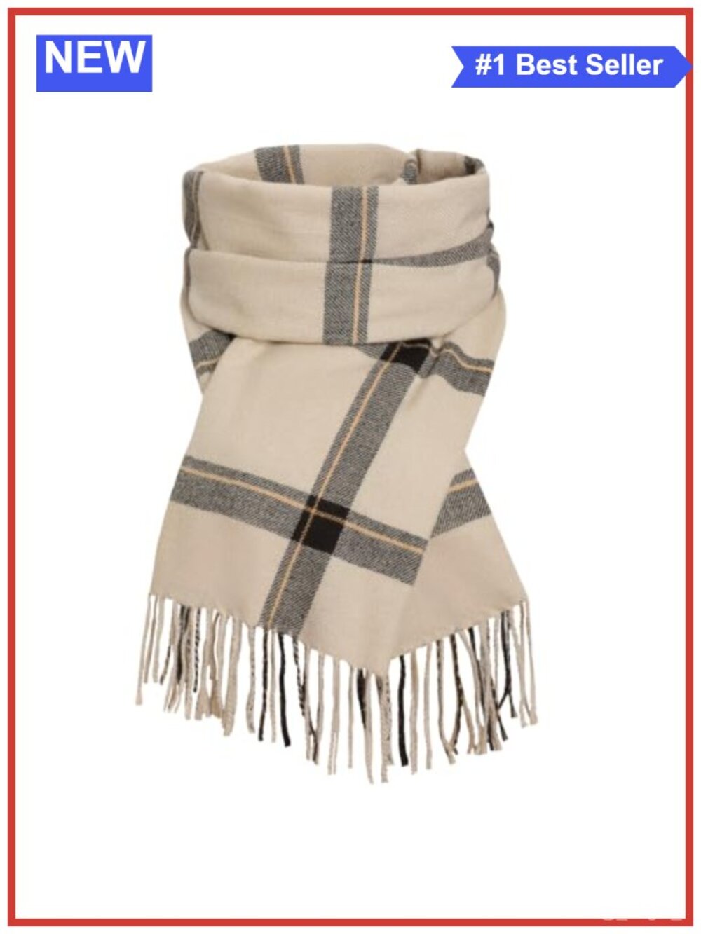 Oversized Plaid Blanket Scarf Tassel Shawl Wrap